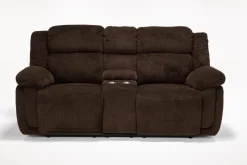 Mor Furniture Loveseats|Jayne Power Console Loveseat In Brown