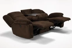 Mor Furniture Sofas|Jayne Power Sofa W/ Drop Down Table In Brown