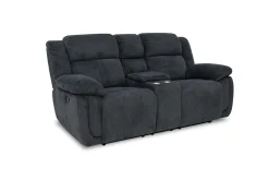 Mor Furniture Reclining Sofas|Jayne Reclining Sofa W/ Drop Down Table & Console Loveseat In Charcoal