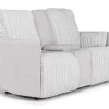 Mor Furniture Reclining Loveseats|Loveseats|Jessica 2 Power Console Loveseat In Presley Fog/Charlotte Mist