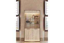 Mor Furniture Curio Cabinets|Jo Curio Cabinet In Gold/Travertino Eco Stone