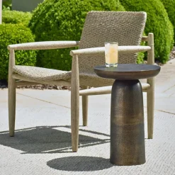 Mor Furniture Outdoor Accent Tables|Joppa Outdoor Round Accent Table In Bronze