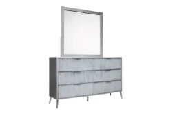 Mor Furniture Bedroom Sets|Kailani Upholstered Panel Bed, Dresser, Mirror & Nightstand In Black, Queen