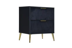 Mor Furniture Bedroom Sets|Kailani Upholstered Panel Bed, Dresser, Mirror & Nightstand In Black, Queen