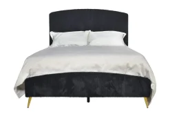 Mor Furniture Bedroom Sets|Kailani Upholstered Panel Bed, Dresser, Mirror & Nightstand In Black, Queen