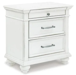 Mor Furniture Bedroom Sets|Kanwyn Panel Bed, Dresser, Mirror & Nightstand In White Wash, Queen