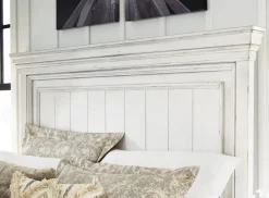 Mor Furniture Beds|Kanwyn Panel Bed In White Wash, Queen