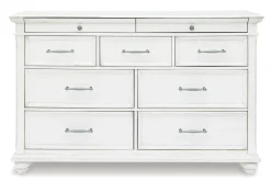 Mor Furniture Bedroom Sets|Kanwyn Panel Bed W/ Storage, Dresser, Mirror & Nightstand In White Wash, Queen