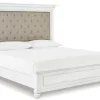 Mor Furniture Upholstered Beds|Beds|Kanwyn Upholstered Panel Bed In White Wash, Queen