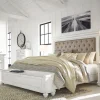 Mor Furniture Storage Beds|Upholstered Beds|Kanwyn Upholstered Panel Bed W/ Storage In White Wash, Queen