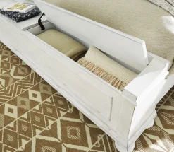 Mor Furniture Bedroom Sets|Kanwyn Upholstered Panel Bed W/ Storage, Dresser, Mirror & Nightstand In White Wash, Queen