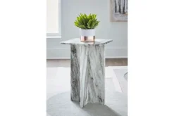 Mor Furniture Accent Tables|Keithwell Round Accent Table In Gray & White