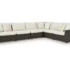 Mor Furniture Outdoor Sectionals|Kimora Outdoor 4 Piece Sectional In Beige/Dark Brown