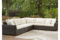 Mor Furniture Outdoor Sectionals|Kimora Outdoor 4 Piece Sectional In Beige/Dark Brown