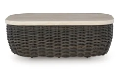 Mor Furniture Outdoor Coffee Tables|Kimora Outdoor Coffee Table In Beige/Dark Brown