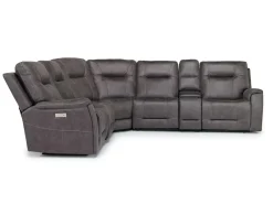 Mor Furniture Reclining Sectionals|Reclining Sofas|Kingston 6 Piece 3 Power Sectional W/ 3 Power Armless Recliner In Canyon Ocean