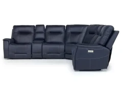 Mor Furniture Reclining Sectionals|Reclining Sofas|Kingston 6 Piece 3 Power Sectional W/ 3 Power Armless Recliner In Canyon Ocean