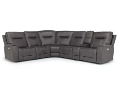 Mor Furniture Reclining Sectionals|Reclining Sofas|Kingston 6 Piece 3 Power Sectional In Canyon Ocean