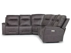 Mor Furniture Reclining Sectionals|Reclining Sofas|Kingston 6 Piece 3 Power Sectional In Canyon Ocean