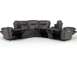 Mor Furniture Reclining Sectionals|Sectionals|Kingston 7 Piece Sectional W/ 3 Power Armless Recliner & Usb In Canyon Ocean