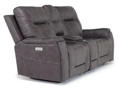 Mor Furniture Reclining Loveseats|Loveseats|Kingston 3 Power Console Loveseat In Ocean Blue