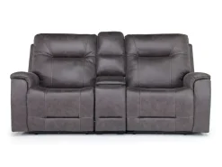 Mor Furniture Reclining Loveseats|Loveseats|Kingston 3 Power Console Loveseat In Ocean Blue