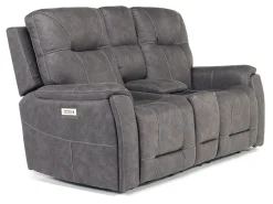 Mor Furniture Reclining Loveseats|Loveseats|Kingston 3 Power Console Loveseat In Ocean Blue