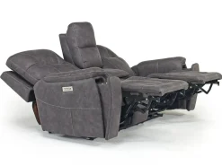 Mor Furniture Reclining Loveseats|Loveseats|Kingston 3 Power Console Loveseat In Ocean Blue