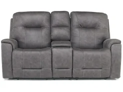 Mor Furniture Reclining Loveseats|Loveseats|Kingston 3 Power Console Loveseat In Ocean Blue