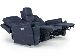 Mor Furniture Immersive Sound Sofas|Kingston 3 Power Sofa & Console Loveseat In Ocean Blue