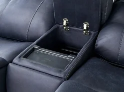 Mor Furniture Immersive Sound Sofas|Kingston 3 Power Sofa & Console Loveseat In Ocean Blue