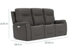 Mor Furniture Immersive Sound Sofas|Kingston 3 Power Sofa & Console Loveseat In Ocean Blue