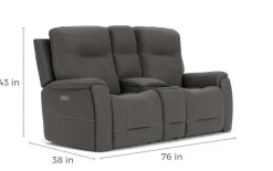 Mor Furniture Immersive Sound Sofas|Kingston 3 Power Sofa & Console Loveseat In Ocean Blue