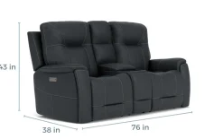 Mor Furniture Immersive Sound Sofas|Kingston 3 Power Sofa & Console Loveseat In Ocean Blue