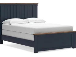 Mor Furniture Bedroom Sets|Landocken Panel Bed, Dresser, Mirror & Nightstand In Brown/Blue, Twin