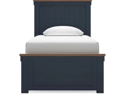 Mor Furniture Bedroom Sets|Landocken Panel Bed, Dresser, Mirror & Nightstand In Brown/Blue, Twin