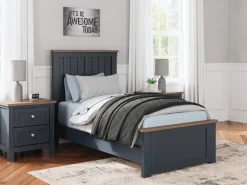 Mor Furniture Beds|Landocken Panel Bed In Brown/Blue, Twin