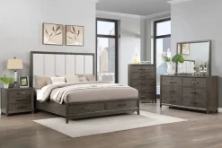 Mor Furniture Upholstered Beds|Beds|Landon Upholstered Panel Bed In Walnut, Queen