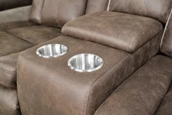 Mor Furniture Reclining Loveseats|Loveseats|Lantana 2 Power Console Loveseat In Rocky Gray/Brown