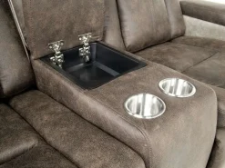 Mor Furniture Reclining Loveseats|Loveseats|Lantana 2 Power Console Loveseat In Rocky Gray/Brown