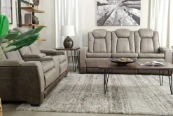 Mor Furniture Reclining Loveseats|Loveseats|Lantana 2 Power Console Loveseat In Rocky Gray/Brown