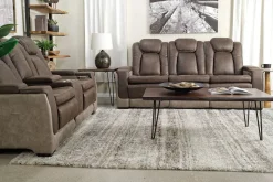 Mor Furniture Reclining Loveseats|Loveseats|Lantana 2 Power Console Loveseat In Rocky Gray/Brown