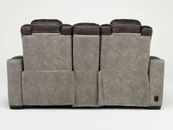 Mor Furniture Reclining Loveseats|Loveseats|Lantana 2 Power Console Loveseat In Rocky Gray/Brown