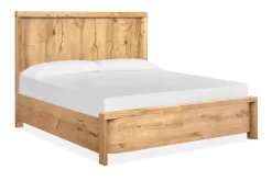 Mor Furniture Bedroom Sets|Laramie Panel Bed, Dresser, Mirror & 2 Drawer Nightstand In Honey Wheat, Queen