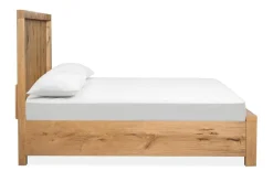 Mor Furniture Bedroom Sets|Laramie Panel Bed, Dresser, Mirror & 2 Drawer Nightstand In Honey Wheat, Queen
