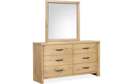 Mor Furniture Bedroom Sets|Laramie Panel Bed, Dresser, Mirror & 2 Drawer Nightstand In Honey Wheat, Queen