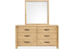 Mor Furniture Bedroom Sets|Laramie Panel Bed, Dresser, Mirror & 2 Drawer Nightstand In Honey Wheat, Queen