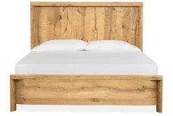 Mor Furniture Bedroom Sets|Laramie Panel Bed, Dresser, Mirror & 2 Drawer Nightstand In Honey Wheat, Queen