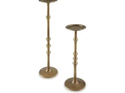 Mor Furniture Candle Holders|Larwick Candleholders In Antiqued Brass Finish, Set Of 2