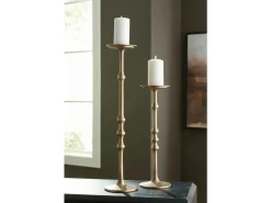 Mor Furniture Candle Holders|Larwick Candleholders In Antiqued Brass Finish, Set Of 2